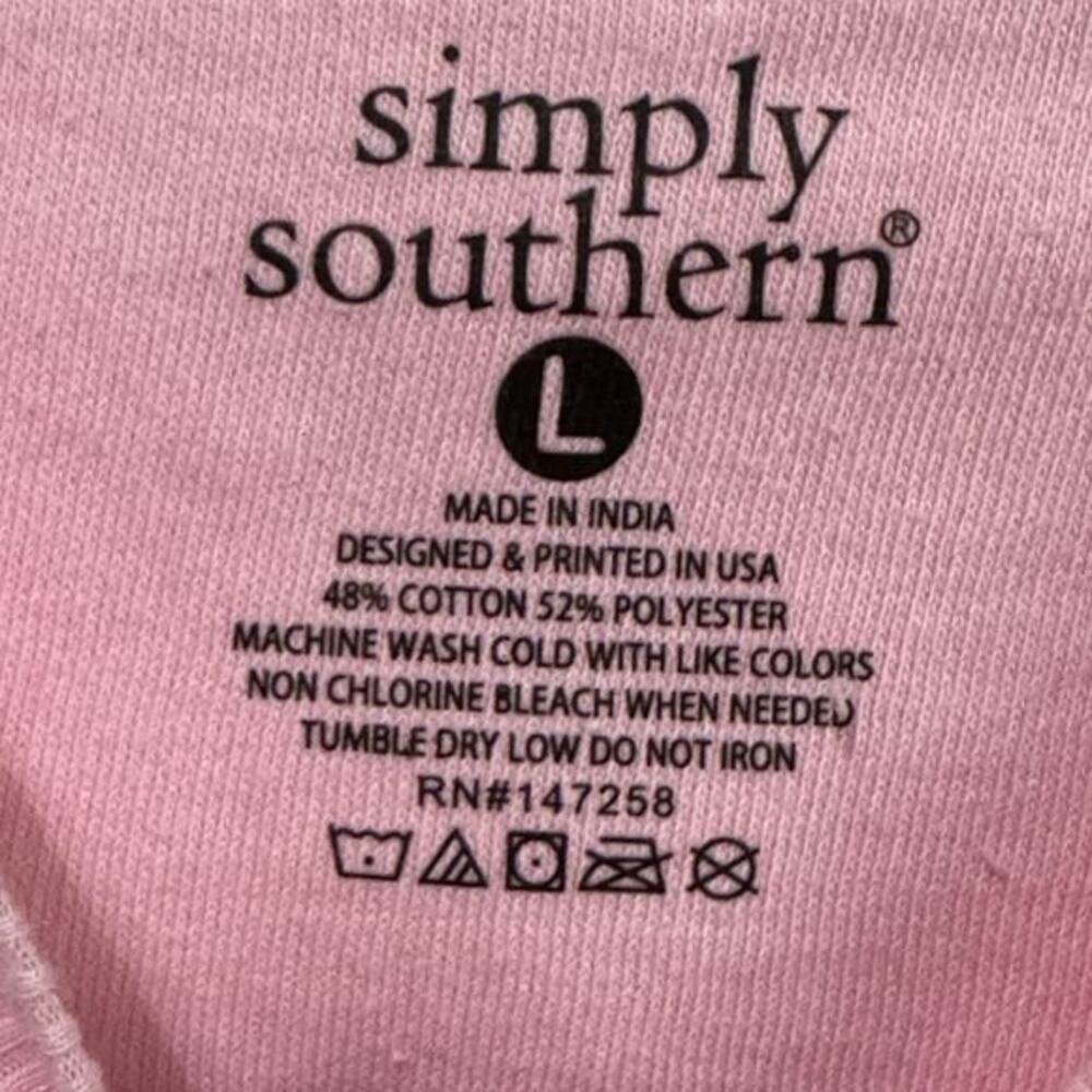 Simply Southern Game Day Sweatshirt Pink Womens L Casual‎ Long Sleeve FLAW - Picture 5 of 9